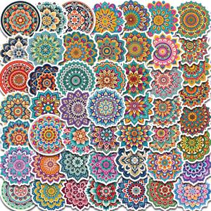 50PCS 멋진 만다라 꽃 스티커 꽃 그림 노트북 낙서 장식 레트로 수하물 스케이트 보드 방수 전사 술