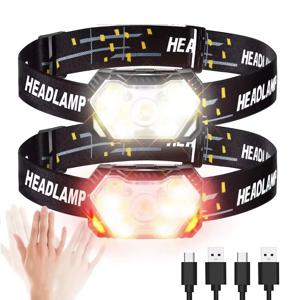 강력한 LED 센서 헤드 램프 USB Rechageable 헤드 라이트 Led 헤드 토치 캠핑 검색 라이트 내장 배터리 낚시 랜턴