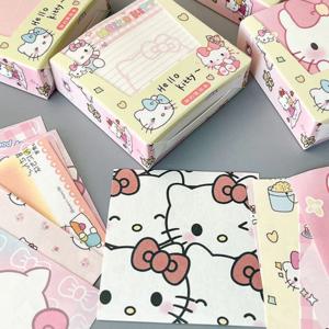 Sanrio HelloKitty 스티커 메모 상자 끈적이지 않는 스티커 메모 색종이 메모장 학생 만화 소녀 메시지 책 핸드북 200