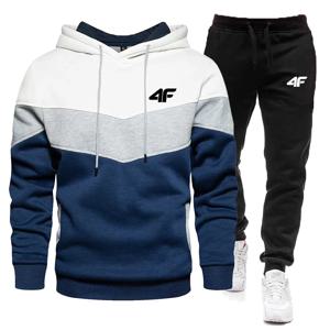 가을 겨울 양털 두꺼운 따뜻한 남성 Tracksuit 후드 + 바지 2Pcs 세트 정장 운동복 트렌드 패션 힙합 남성 의류