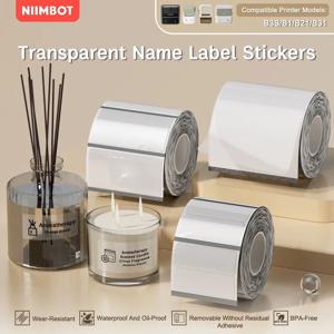 NIIMBOT B21/B1/B3s 투명 라벨 인쇄 용지 이름 스티커 방수 원형/사각형 열 라벨 용지