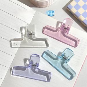 4 Pcs 투명 젤리 폴더 학생 종이 클립 아크릴 투명 긴 꼬리 클립 얼음 저장 클립