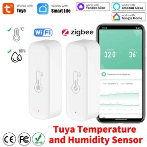 Tuya WiFi Zigbee 3.0 온도 및 습도 스마트 홈 온도계 습도계 APP 원격 알람 Alexa Google 홈과 함께 작동