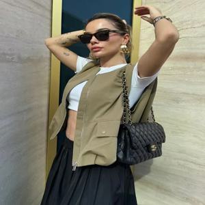 SIYANG 여성 패션 세련된 느슨한 민소매 주머니 조끼 여성 오-넥 Pleated Hem Waistcoats Ladies Casual Street