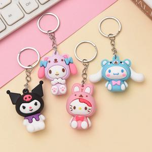 Sanrio 헬로 키티 키 체인 Kawaii Kuromi 만화 내 멜로디 자동차 열쇠 고리 Cinnamoroll 배낭 펜던트 열쇠 고리 선물