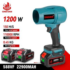 ONEVAN 1200W 전기 터보 송풍기 제트 팬 200 메터/초 폭력적인 공기 송풍기 자동차 건조기 먼지 부는 전동 공구 21V 18V 배터리