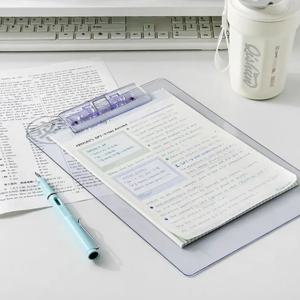 로우 프로파일 골드 클립 투명 A4 클립보드 쓰기 시트 패드, 문서 폴더 A4 파일 폴더 정리함 쓰기 태블릿