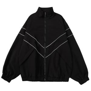 반사 스트라이프 자켓 윈드 브레이커 코트 2024 남성 힙합 streetwear 지퍼 업 자켓 하라주쿠 얇은 코트 스포츠 블랙 블루