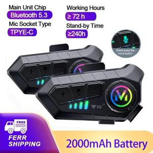 1/2Pcs 블루투스 오토바이 헬멧 인터폰 무선 인터폰 Intercomunicador 2000Mah 모토 워키 토키 Y10 2x