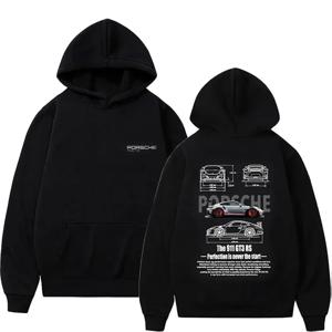 캐쥬얼 코튼 클래식 패션 디자인 자동차 레터 후드, 미적 인기 GT3-RS 상의, 풀오버 맨투맨, 오버사이즈 911 남녀공용