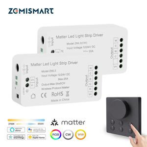 Zemismart Matter WiFi LED 라이트 스트립 드라이버(무선 손잡이 스위치 지원 포함) Homekit Smartthings Alexa Google Home App 제어