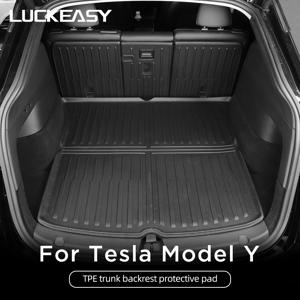 LUCKEASY Tesla Model Y 뒷좌석 등받이 보호 패드 트렁크 매트 안티 킥 패드 자동차 인테리어 액세서리 2021-2024