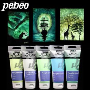 1pc Pebeo Glow in the Dark Paint, 장식용 100ml 아크릴 페인트, 미술 그림, 공예, 캔버스, 바위, 목재 용 미술 용품