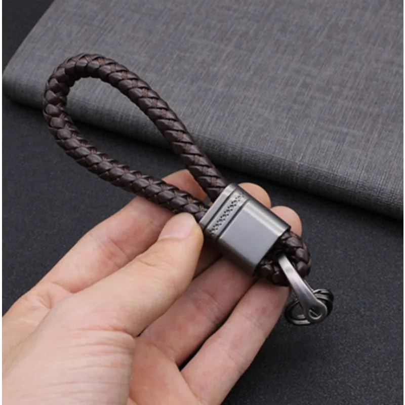 손으로 짠 가죽 자동차 키 체인, 남성 여성 로프 키 체인, 허리 키 링, 매력 키홀더 선물 주얼리