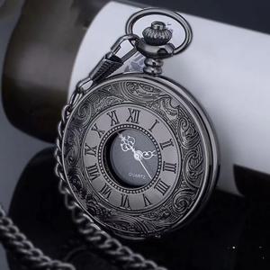 로마 숫자 석영 주머니 시계 남성 여성 중공 케이스 Steampunk 빈티지 펜던트 목걸이 남성 여성을위한 최고의 선물