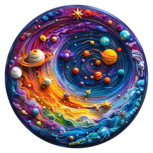 성인에게 적합한 우주 테마의 나무 퍼즐 - 도전적인 불규칙한 모양의 지적 퍼즐, 환경 친화적