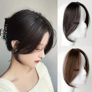 2pcs 사이드 뱅스 합성 머리 확장 그라디언트 뱅스의 쉬운 클립 여자를위한 자연 원활한 합성 프린지 헤어 피스 여자