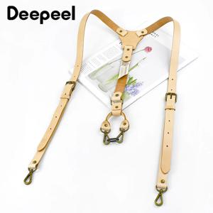Deepeel 2*100cm 빈티지 성인 남성 멜빵 정품 가죽 남성 교정기 후크 스트랩 장식 하네스 남자 의상