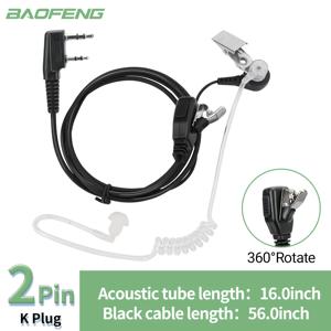 Kenwood Baofeng BF-888S UV-5RM Quansheng UV-K5(8) 라디오용 PTT 헤드셋, 마이크 포함, 은밀한 어쿠스틱 튜브 인이어 이어피스, 2 핀