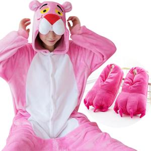 핑크 레오파드 Kigurumi 유니콘 잠옷 세트 플란넬 동물 잠옷 숙녀 겨울 잠옷 잠옷 Homewear 코스프레 의상