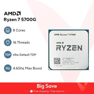 AMD Ryzen 7 5700G 3.8GHz 베이스 클럭, 8 코어 16 스레드 데스크탑 프로세서 CPU, AM4 소켓, AMD Radeon 그래픽, 방열판 선풍기 없음