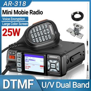 ABBREE AR-318 미니 모바일 라디오 25W U/V 밴드 장거리 듀얼 모드 시계 DTMF 음성 암호화 자동차 워키 토키