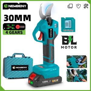 NEWBENY 30mm 브러시리스 전기 가지 치기 가위 무선 4 기어 과일 나무 가지 가위 18V 배터리 용 전동 공구