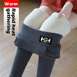 겨울 여성 레깅스 솔리드 웜 레깅스 Thicken Lambwool Hight 허리 양털 엉덩이 리프트 유지 높은 스트레치 워킹 바지 포켓