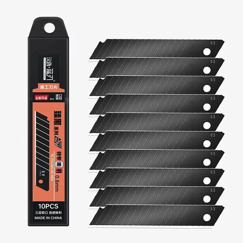 10/100PCS 탄소강 유틸리티 나이프 블레이드 교체 100mm * 18mm 블랙 DIY 도구 학생 사무실 스테이션에 대한 블레이드 조각