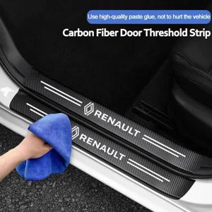 4pcs 탄소 섬유 자동차 스티커 자동 도어 임계 값 스크래치 방수 Renault Megane 2 3 4 Twingo Clio Talisman Captur Trafic