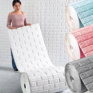 70cmx1m/2m/3m/5m/10m 벽지 벽돌 3D 벽 스티커 거품 자기 접착제 DIY 거실 침실 방수 종이 홈 장식