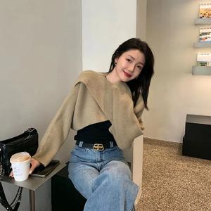 여성용 니트 풀오버 우아한 O넥 스웨터, 캐주얼 단색, 루즈 긴팔, 여성용 탑 22933, 가을 패션, 신상