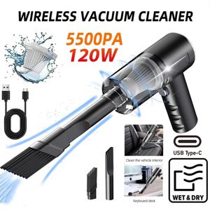 무선 차량용 진공 청소기, USB 충전, 1200mAh 휴대용 청소 기기, 가정용 미니 습식 및 건식 진공 청소기