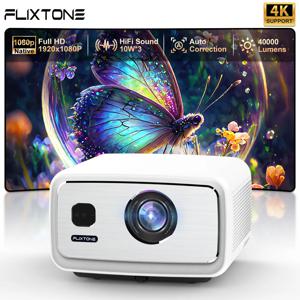FlixTone D9W 울트라 풀 HD 1080P 프로젝터 4K 3000 ANSI 안드로이드 12 극장 빔 프로젝터 홈 야외 회의 비디오 비머