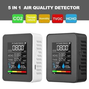 다기능 5in1 CO2 측정기 디지털 온도 습도 테스터 이산화탄소 TVOC HCHO 감지기 공기 품질 모니터