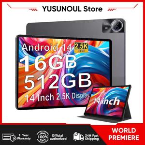 최신 대형 스크린 태블릿 PC, 안드로이드 14 태블릿, 16 + 512GB 전화 통화, BT 5G WiFi 패드, 교육 악보 및 주방용, 14 인치
