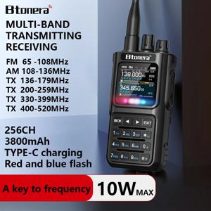 BTONERA BT8000 풀 밴드 햄 라디오 워키 토키 256CH 에어 밴드 양방향 라디오 방송국 항공 NOAA 경찰 해양 강 PTT