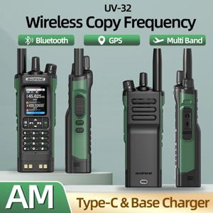 BAOFENG UV-32 워키 토키 GPS 멀티 밴드 10W 블루투스 무선 프로그래밍 복사 주파수 1000CH 장거리 햄 양방향 라디오