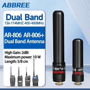 ABBREE AR-806+ 듀얼 밴드 미니 안테나 Baofeng UV-5R BF-888S UV-21 PRO 5RH QUANSHENG UV-K5 용 SMA-여성 VHF UHF 10W 고이득