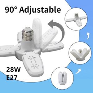 E27 팬 모양 LED 전구 AC220V 28W 접이식 Led 전구 Lampada 홈 거실 창고 차고 천장 조명