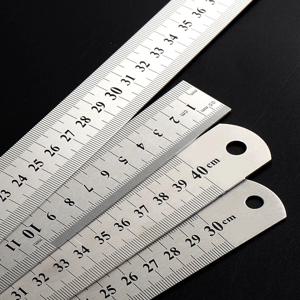 150mm-500mm 금속 양면 스케일 스테인레스 스틸 직선 눈금자 학생을위한 정밀 측정 도구 학교 문구 어린이