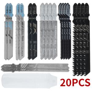 20 조각 직소 블레이드 세트 T-샤프트 HCS 블랙 & 데커 Metabo 용 목재 플라스틱 및 금속 절단 용 모듬 지그 톱 블레이드