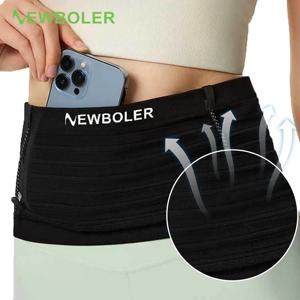 NEWBOLER 탄성 스포츠 허리 가방 팩 트라이 애슬론 마라톤 사이클링 등산 ​​가방을위한 경량 러닝 레이스 번호 벨트