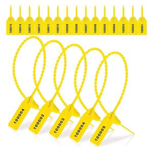 N82R 1000 Pcs 플라스틱 탬퍼 씰 소화기 태그 보안 태그 씰 안전 번호가 매겨진 지퍼 타이 라벨 (노란색)
