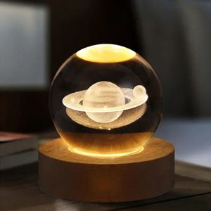 은하와 행성 프로젝션이 포함된 6cm 독특한 3D 수정구 램프 아늑한 분위기의 플라즈마 볼을 위한 USB 야간 조명