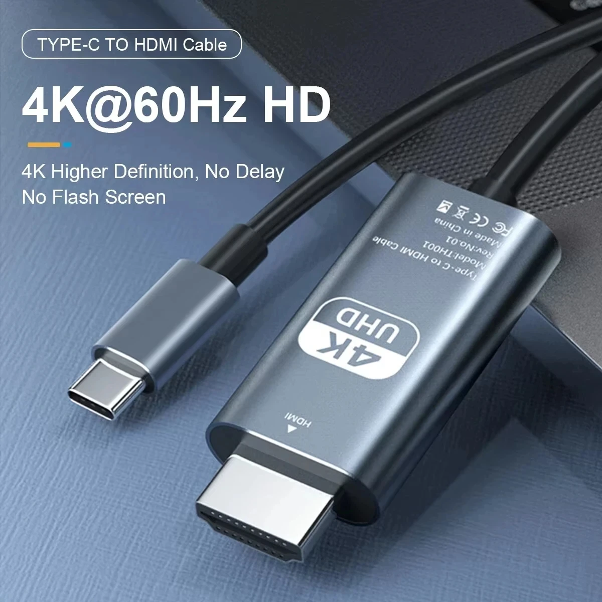 4K 60Hz HD 비디오 변환 케이블 Typec-Hdmi 동일한 화면 케이블 TV 컴퓨터 2 미터 땋은 스크린 프로젝션 케이블 포장
