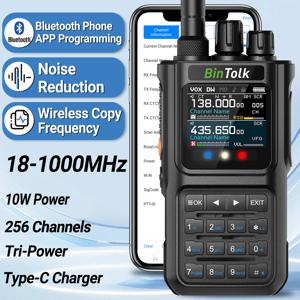 BinTolk BT8000 워키토키 10W 풀 밴드 무선 블루투스 프로그램 소음 감소 유형-c 충전기 휴대용 양방향 라디오