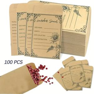 50/100pcs 씨앗 봉투 4.72*3.15 인치 작은 봉투 컬렉션 야채 식물 정원 씨앗
