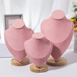 1pc 나무 마네킹 흉상 목걸이 디스플레이 스탠드 초상화 모델 목 펜던트 보석 스토리지 랙 홀더 창 쇼케이스 소품
