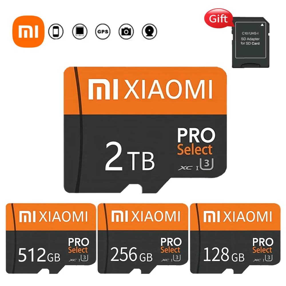Xiaomi 미니 마이크로 TF SD 카드 512GB 256GB SD 메모리 카드 2TB 1TB 고속 Cartao De Memoria 128GB 파일 저장 전화 카메라